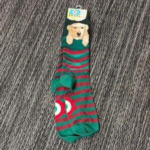 Striped Green and Red Dog Socks